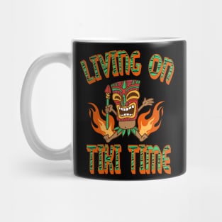 Funny Living On Tiki Time Party Hawaiian Beach Luau Aloha Mug